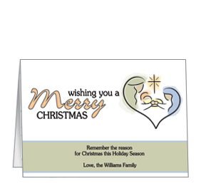 Christmas Card w-Envelope 7.875" x 5.50" Nativity Religious Love Business design cards