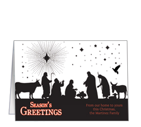 Christmas Card w-Envelope 7.875" x 5.50" Nativity Religious Scene Business Style