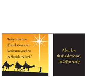 Christmas Card w-Envelope 8" x 4" Nativity Religious design 3 business style