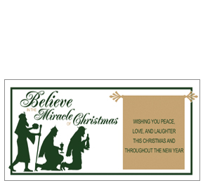 Christmas Card w-Envelope 8" x 4" Nativity Religious design 4 business style