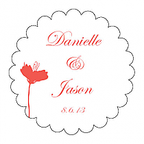 Orchid Scalloped Circle Wedding Labels