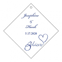 Personalize Believe Swirly Diamond Wedding Hang Tag