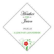 Flowers Large Diamond Wedding Labels 3x3