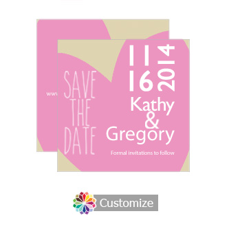 Pink Heart Save the Date Wedding Card 5.25