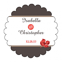 Polka Scalloped Circle Wedding Labels