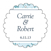 Provencale Scalloped Circle Wedding Hang Tag 