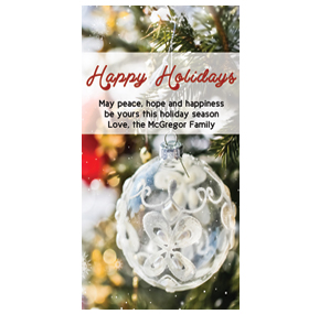 Christmas Card w-Envelope 4" x 8" Real Glass Dangling Ornaments Business style