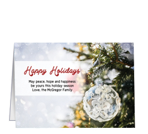 Christmas Card w-Envelope 7.875" x 5.50" Real Glass Dangling Ornaments Business Style