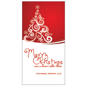 Red and White Curly Christmas Tree Card w-Envelope 4" x 8" business style