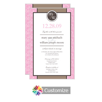 Rococo 5 x 7.875 Flat Card Wedding Invitation