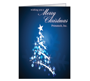 Side Swipe Blue Christmas Tree Card w-Envelope 5.50" x 7.875" business style