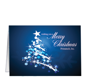 Side Swipe Blue Christmas Tree Card w-Envelope 7.875" x 5.50" business style