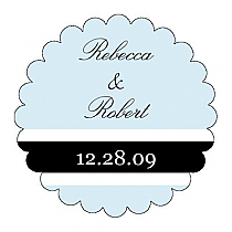 Simple Portrait Scalloped Circle Wedding Labels