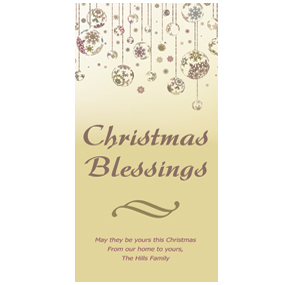 Christmas Card w-Envelope 4" x 8" Christmas Blessing Small Ornaments Business style