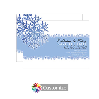 Snowflake Save the Date Wedding Card 4.5 x 6.25