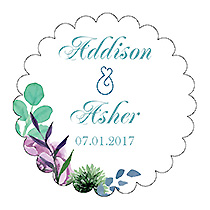 Spring Meadow Flowers Scalloped Circle Wedding Label