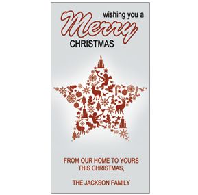 Christmas Card w-Envelope 4" x 8" Star From Home To Home business style 