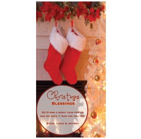 Stockings Hanging on a Christmas Mantle Card w-Envelope 4" x 8" business style