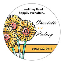 Summer Floral Trio Big Circle Wedding Label