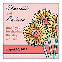 Summer Floral Trio Small Square Wedding Label