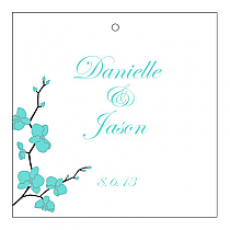 Summer Orchid Square Favors Wedding Hang Tag 