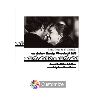 Swirls Save the Date Wedding Card 5.25