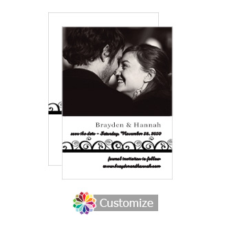 Swirls Save the Date Wedding Card 4.5 x 6.25