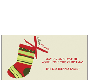 This is the Season Christmas Stocking Holiday Card w-Envelope 8" x 4" business style