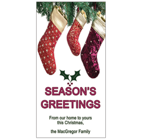 Three Fireplace Christmas Stocking Card w-Envelope 4" x 8" business style