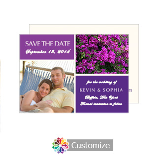 Violet Save the Date Wedding Card 4.5 x 6.25