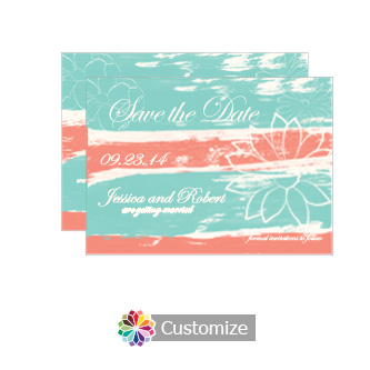 White Flower Save the Date Wedding Card 4.5 x 6.25