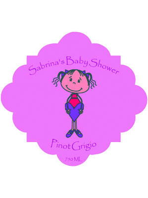 Baby Shower Little Girl Wine Labels