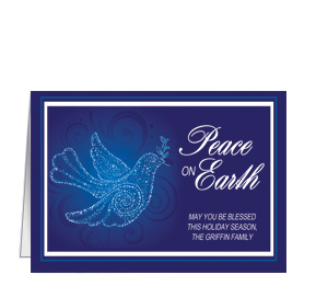 Holiday Card w-Envelope 7.875" x 5.50" Blue Dove Business Style