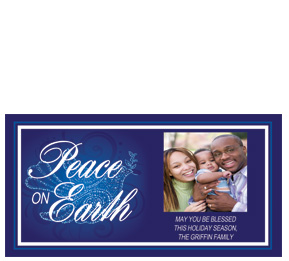 Christmas Card Blue Dove 8 x 4 with Envelope Family Style