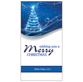 Blue Swirl Christmas Tree Card w-Envelope 4" x 8" business style