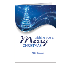 Blue Swirl Christmas Tree Card w-Envelope 5.50" x 7.875" business style