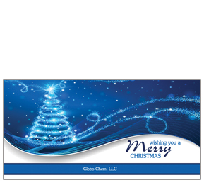 Blue Swirl Christmas Tree Card w-Envelope 8" x 4" business style