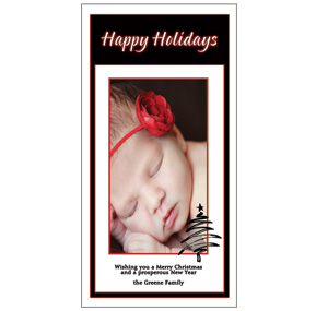 Brush Stroked Christmas Tree with Personalized Photo Card w-Envelope 4" x 8" family style