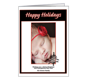 Brush Stroked Christmas Tree with Personalized Photo w-Envelope 5.50" x 7.875" family style