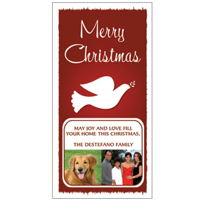 Christmas Card w-Envelope 4" x 8" Red Dove family style