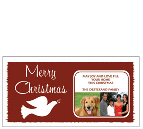 Christmas Card 8 x 4 Red Dove Family Style with Envelope 