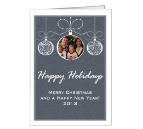 Christmas Card w-Envelope 5.50" x 7.875" Decorative Abstract Holiday Ornaments Family Style 