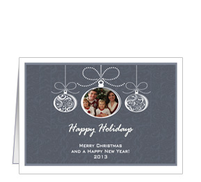 Christmas Decorative Abstract Holiday Ornaments Cards with photo, custom text and color 7.875"x5.5" Envelope included  