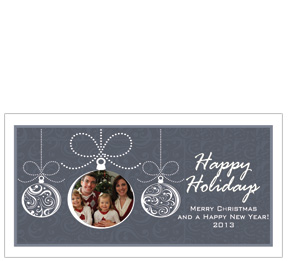 Christmas Card w-Envelope 8" x 4" Decorative Abstract Holiday Ornaments Family style