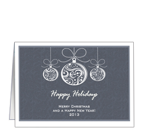 Christmas Card w-Envelope 7.875" x 5.50" Decorative Abstract Holiday Ornaments Business Style