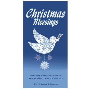 Holiday Card w-Envelope 4" x 8" Snow Dove business style