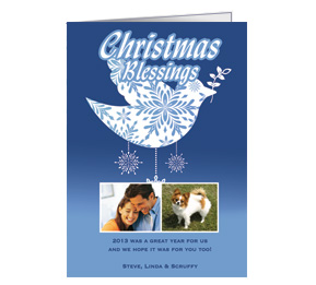 Christmas Snow Dove Family Style Cards with Envelope 5.50" x 7.875