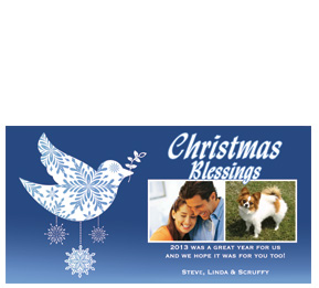 Christmas Card 8 x 4 Snow Dove Family style with Envelope