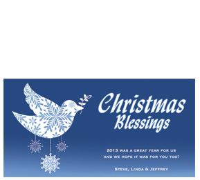 Holiday Card w-Envelope 8" x 4" Snow Dove business style