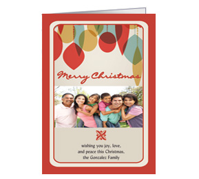 Christmas Card w-Envelope 5.50" x 7.875" Feliz Navidad Ornaments Family Style